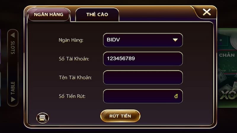 rút tiền về tài khoản