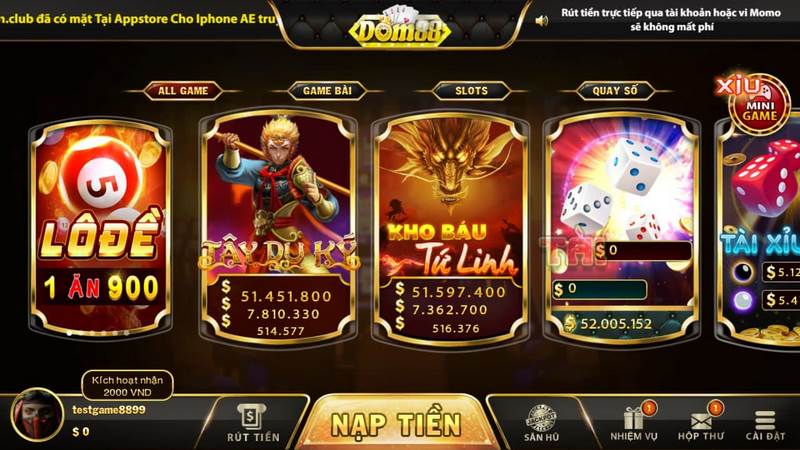 Quy trình nạp rút tại dom88 siêu nhanh